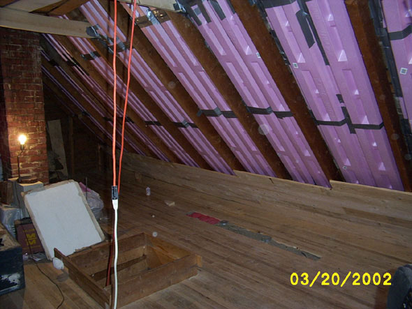 The wall boards are inexpensive spruce, in 7-inch widths.