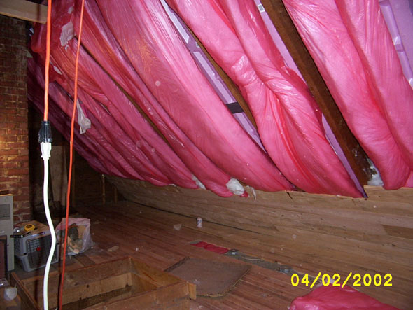 We've put a spending moratorium on the attic renovation until after we've heard from our CPA regarding our taxes, but I did put in the rest of the insulation that I had already purchased, completing the west side of the attic and a couple of eaves on the east.