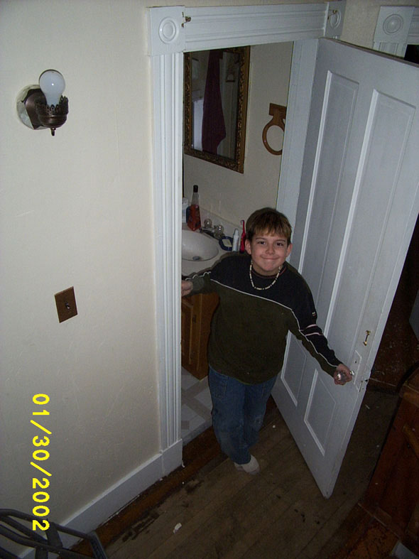 Taken from the top of the stepladder, that's Denny coming out of the upstairs bathroom.