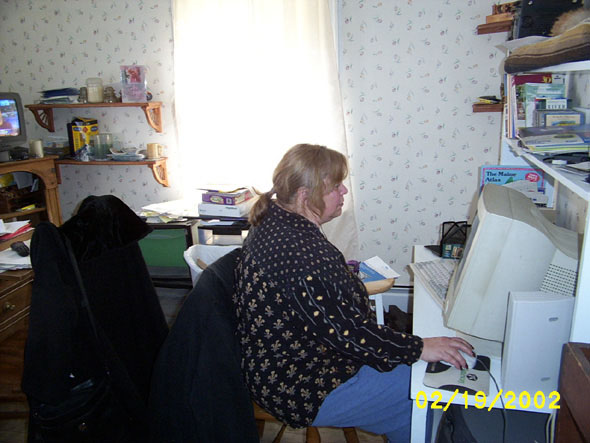 Michelle, still playing computer games while the rest of us are working.  She looks awfully serious, so she must be losing.