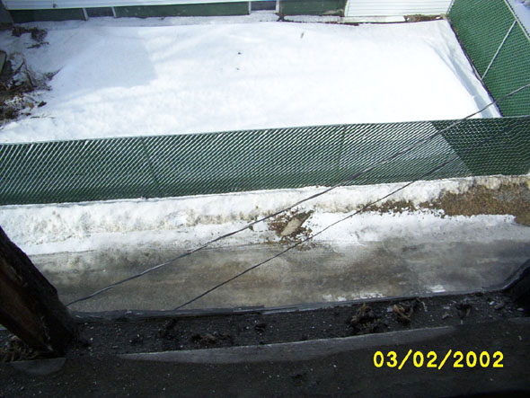 Just a few pictures of the driveway from the north attic window.  You can see that the window's not in very good shape.