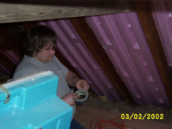 Duct taping the seams on the prop vents might be overkill, but once I cover the walls and build the crawl space, it'll be a whole lot harder getting to it, so I may as well do it right this time.