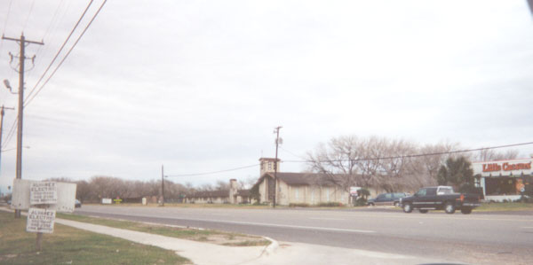 The Little Caesars pizza place and the Edcouch Methodist Church, located on Hwy 107 & Wista