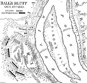 Map of the Ball's Bluff battle scene.