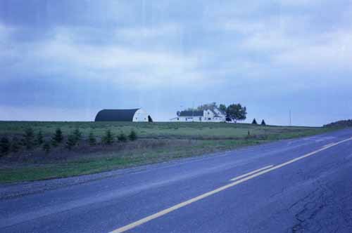 On the left, a farm along Strip Road.