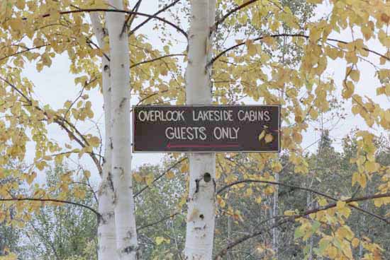 Behind the Overlook Motel is a private path to the lake, where you will find its lakeside cabins, a gazebo, and a private beach.